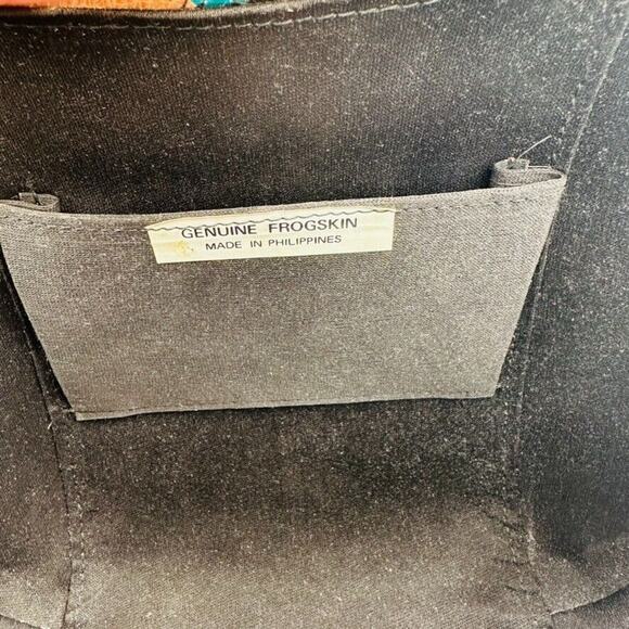 Vintage Harlequin Diamond Exotic Frog Skin Clutch Shoulder Bag 1970's Art Deco - Picture 7 of 10